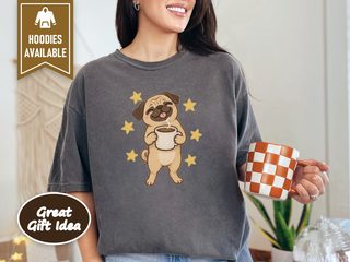Happy Pug Coffee Stars doodle dog shirt - photo 5