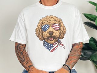Patriotic Labradoodle American Flag doodle dog shirt - photo 1