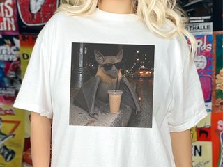 Cool Bat Drinking Coffee funny shirt - photo 1