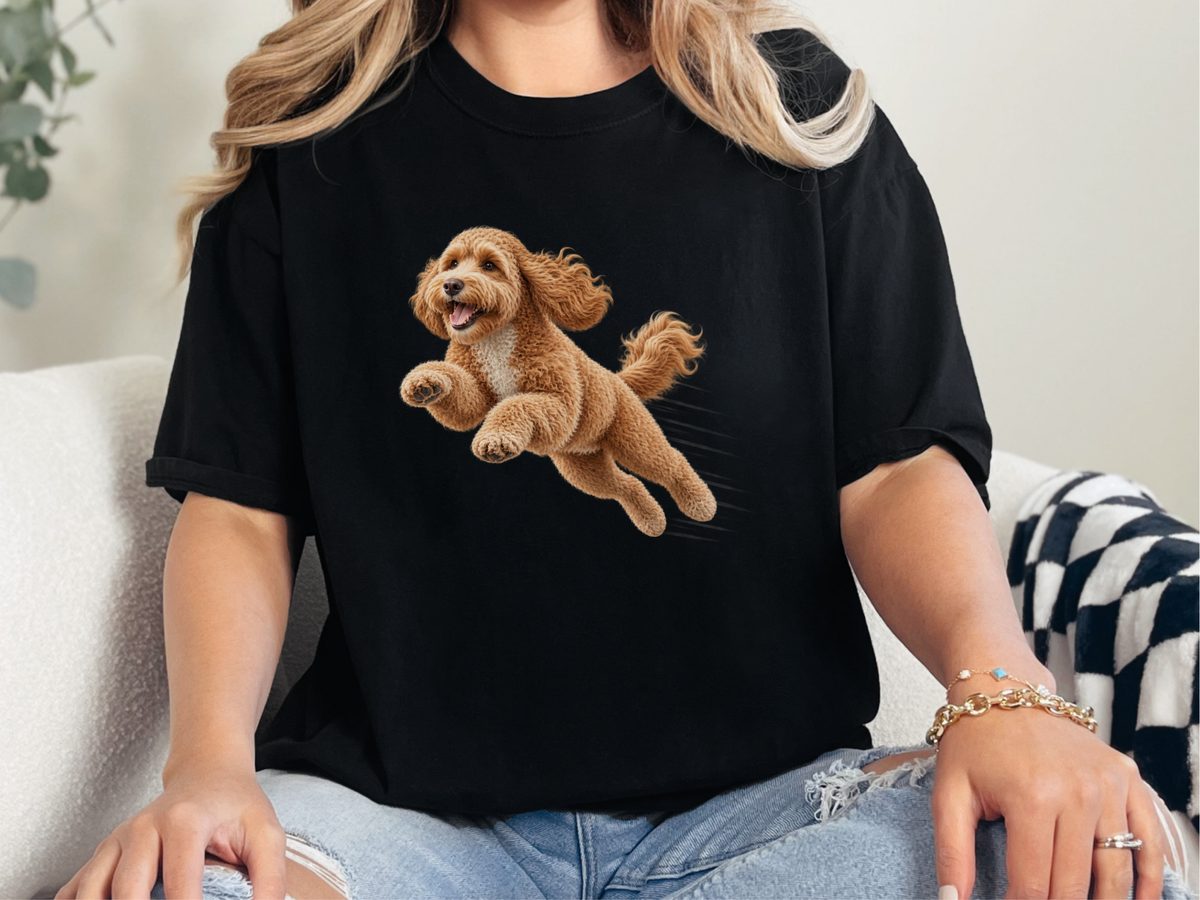 Jumping Cockapoo Speed Lines Shirt - Doodle Lover Pet Owner Gift