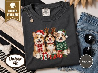 Christmas Corgis Holiday Trio doodle dog shirt - photo 3