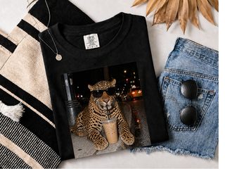 Leopard Drinking Iced Coffee funny shirt - photo 4