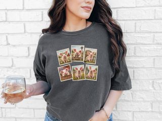 Cute Farm Pig Postage Stamps funny shirt - photo 7