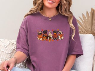 Autumn Pugs Fall Activities doodle dog shirt - photo 6