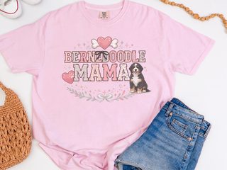 Comfort Colors Bernedoodle Mama Heart Dog Bone Crest doodle dog shirt - photo 4