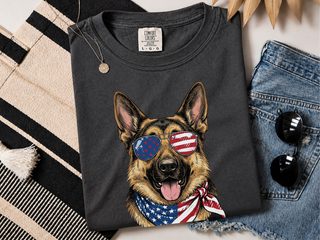 Patriotic German Shepherd Portrait doodle dog shirt - photo 3