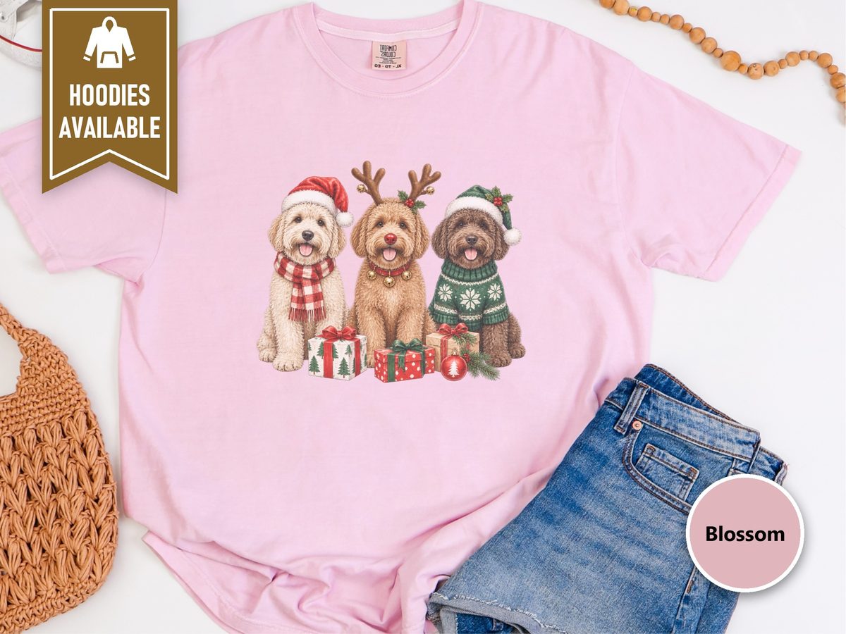 Christmas Goldendoodle Dog Trio - Dog Breed Christmas Shirt Tee