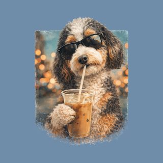 Aussiedoodle Iced Coffee Cool Dog - Modern Art Pet Lover T-Shirt