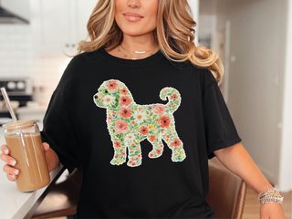Comfort Colors Schnoodle Floral Silhouette doodle dog shirt - photo 2