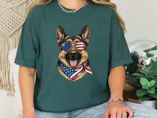 Patriotic German Shepherd Portrait doodle dog shirt - photo 6
