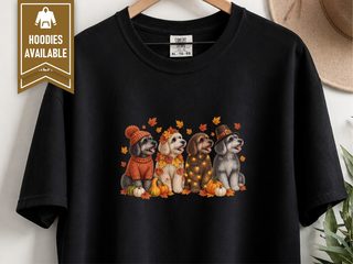 Four Schnoodles Fall Pumpkins doodle dog shirt - photo 3