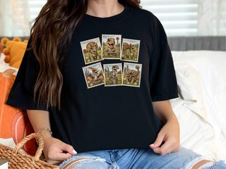 Vintage Dinosaur Stamp Collage funny shirt - photo 3