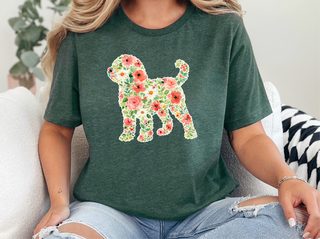 Golden Doodle Floral Silhouette doodle dog shirt - photo 4