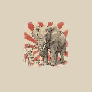 Elephant Artist Painting Mouse Portrait Vintage Sketch T-Shirt Gift