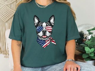 Patriotic Boston Terrier Sunglasses doodle dog shirt - photo 7