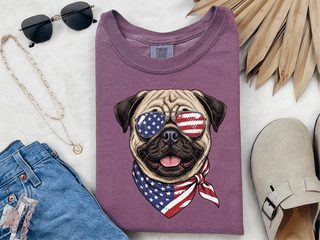 Patriotic American Flag Pug doodle dog shirt - photo 4