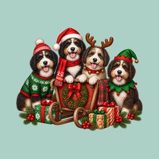 Bernedoodles Christmas Sleigh Group Bernedoodle Christmas Tee