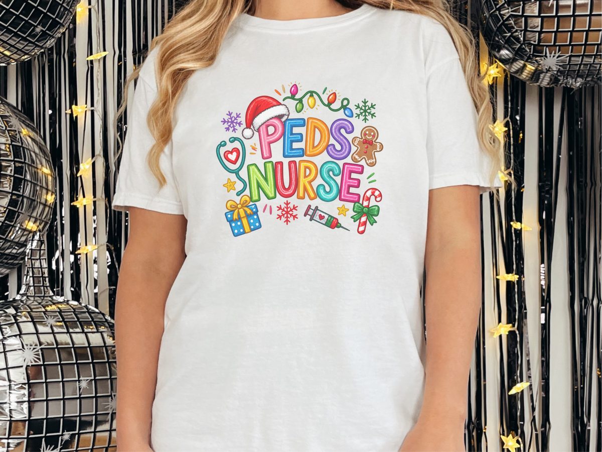 Christmas Peds Nurse Holiday Doodle Pediatric Nurse Sweatshirt