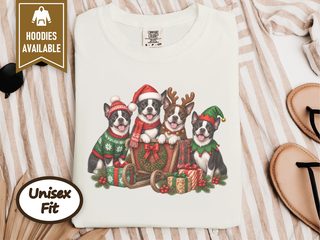Boston Terriers Christmas Sleigh doodle dog shirt - photo 8