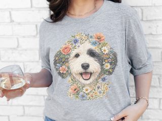Sheepadoodle Floral Face doodle dog shirt - photo 3
