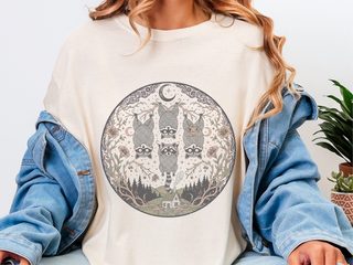 Raccoon Tree Branches Moon funny shirt - photo 7