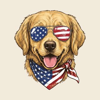 Patriotic Golden Retriever Sunglasses Bandana Comfort Colors T-Shirt