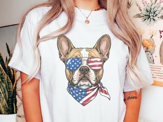 Patriotic French Bulldog Sunglasses doodle dog shirt - photo 1