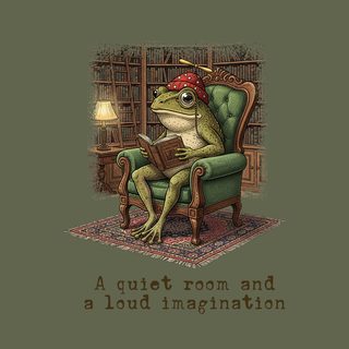 Quiet Room, Loud Imagination Frog T-Shirt. Introvert Book Lover Gift