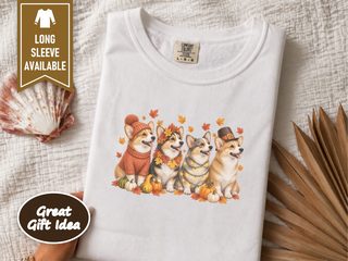 Colorful Autumn Corgi Dogs doodle dog shirt - photo 1