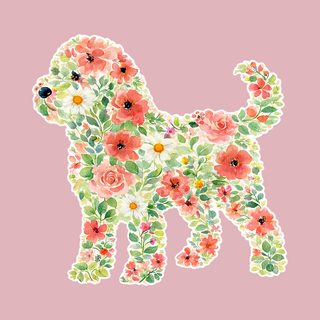 Cockapoo Floral Silhouette Watercolor Art Dog Puppy Nature Gift Tee