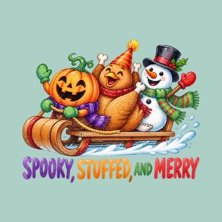 Spooky Stuffed And Merry Hallothanksmas Halloween Christmas Shirt
