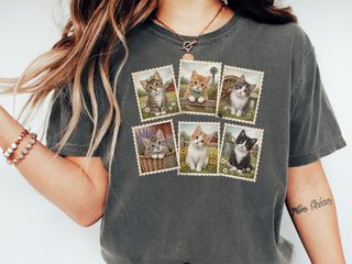 Vintage Country Cats Stamps funny shirt - photo 1