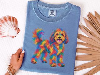 Rainbow Scribble Cavapoo Dog doodle dog shirt - photo 6
