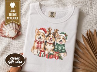 Christmas Corgis Holiday Trio doodle dog shirt - photo 1