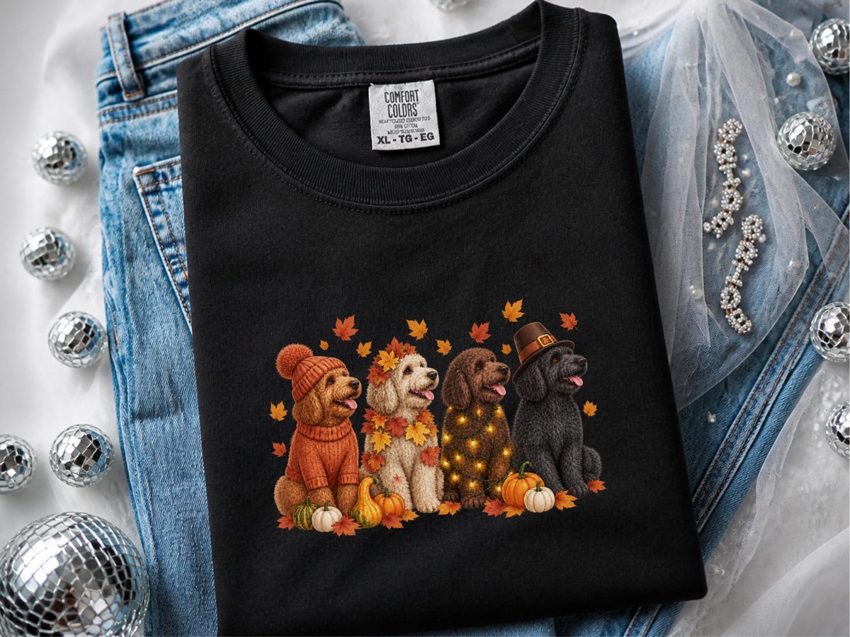 Autumn Holiday Labradoodle Row Dog Thanksgiving Shirt Fall Apparel