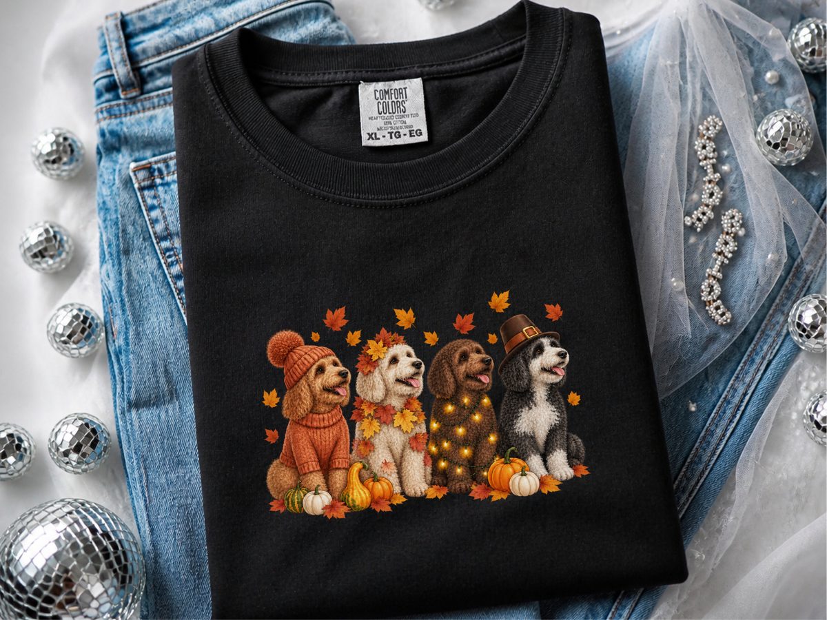 Colorful Autumn Cockapoo Lineup Fall Dog Shirt for Doodle Dog Mom