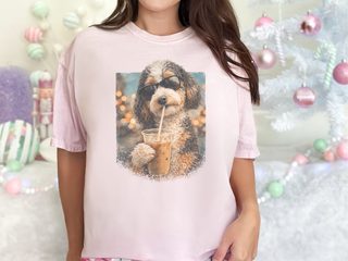 Comfort Colors Aussiedoodle Iced Coffee Cool Dog doodle dog shirt - photo 4