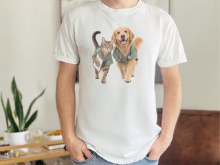 Golden Retriever And Tabby Cat Veterinarians funny shirt - photo 3