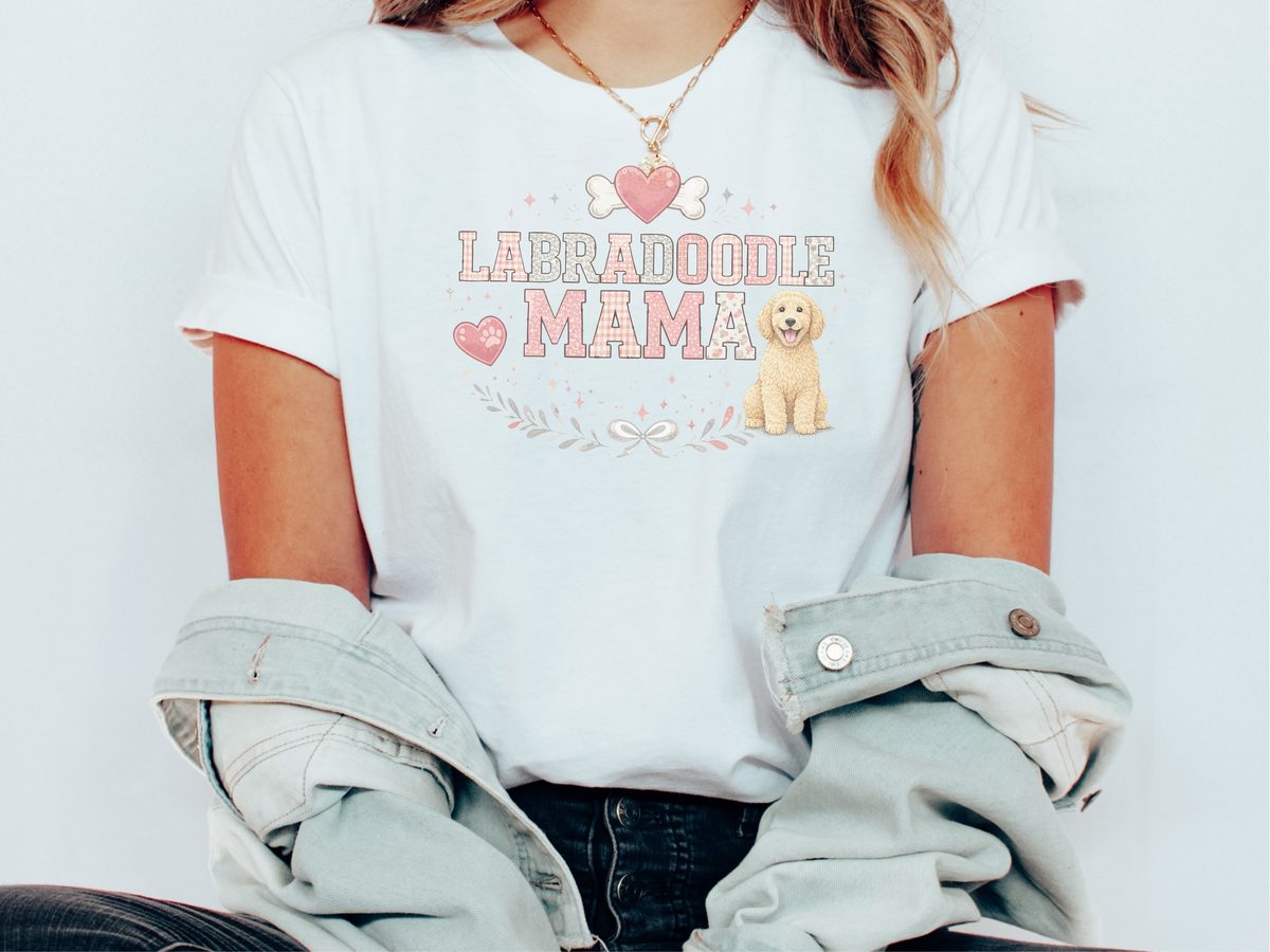 Labradoodle Mama Trendy Dog Lover T-Shirt Cute Pink Gold Design Gift