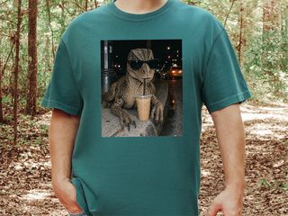Dinosaur Drinking Iced Coffee funny shirt - photo 8