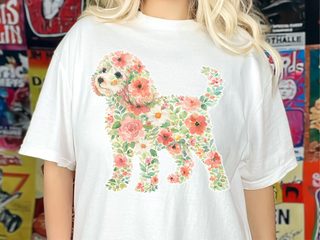 Comfort Colors Cavapoo Floral Silhouette doodle dog shirt - photo 2