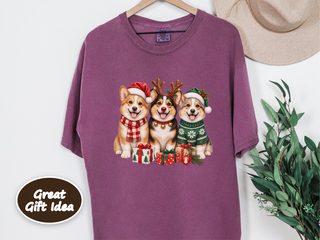 Christmas Corgis Holiday Trio doodle dog shirt - photo 6