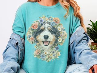 Comfort Colors Aussiedoodle Floral Portrait doodle dog shirt - photo 8