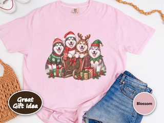 Siberian Husky Christmas Sled doodle dog shirt - photo 4