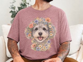 Schnoodle Floral Face doodle dog shirt - photo 6