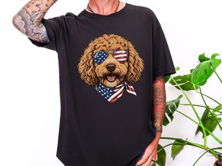 Patriotic Cavapoo American Flag doodle dog shirt - photo 2