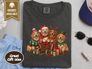 Golden Retrievers Christmas Sleigh doodle dog shirt - photo 3