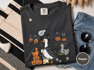 Witch Goose Ducks Halloween funny shirt - photo 3