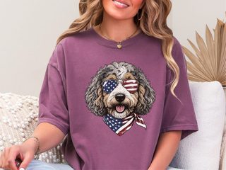 Patriotic Aussiedoodle Sunglasses Bandana doodle dog shirt - photo 3