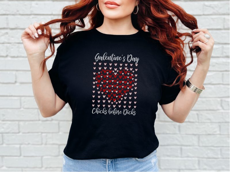 Galentine's Day Chicks Before Dicks Heart Mosaic Funny Anti-Valentine